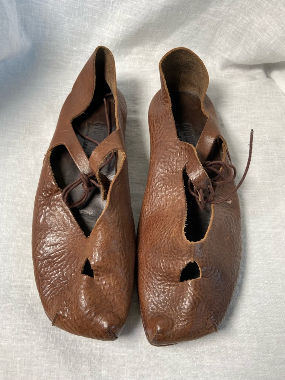 Cydwoq Brown Leather Lace Up Mary Jane Shoes
